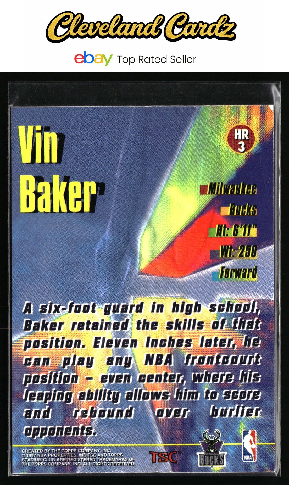 1996-97 Stadium Club #HR3 Vin Baker High Risers