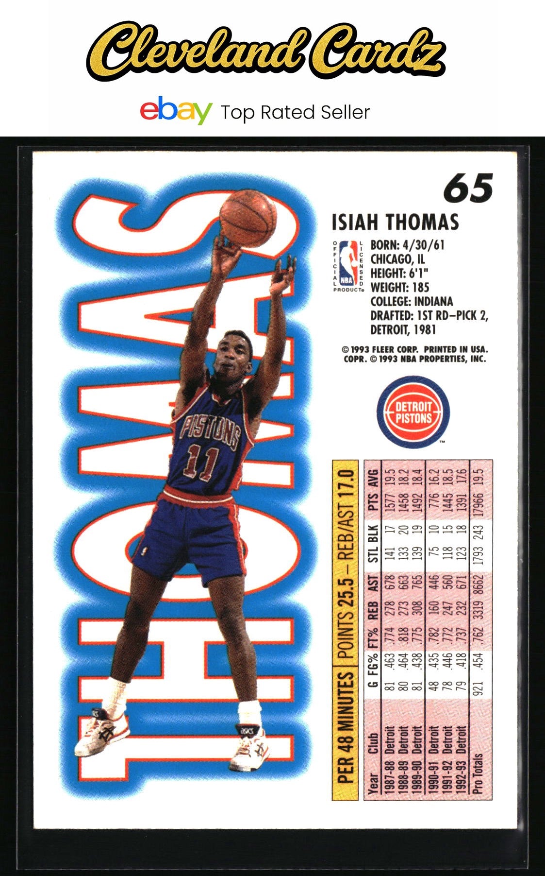 1993-94 Fleer #65 Isiah Thomas