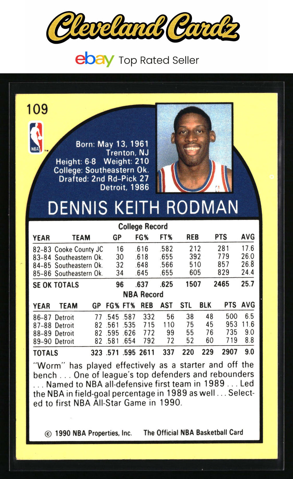 1990-91 Hoops #109 Dennis Rodman
