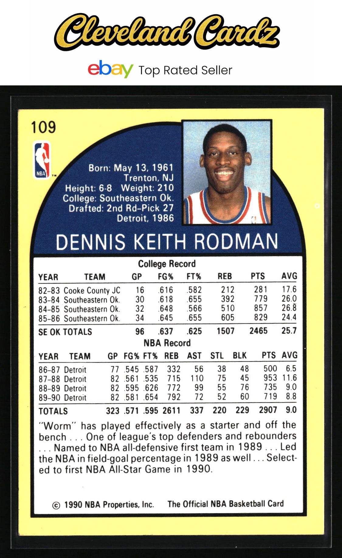 1990-91 Hoops #109 Dennis Rodman