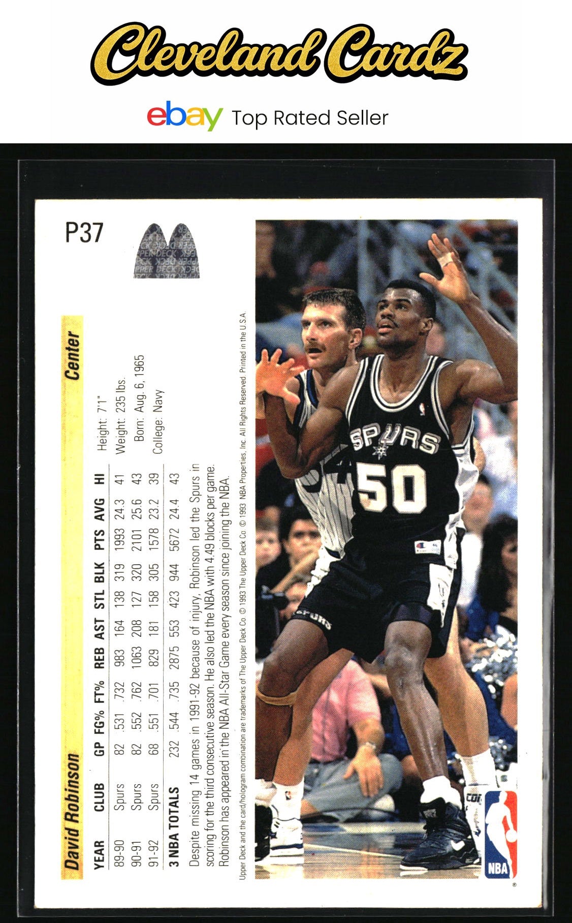 1992-93 Upper Deck McDonald's #P37 David Robinson