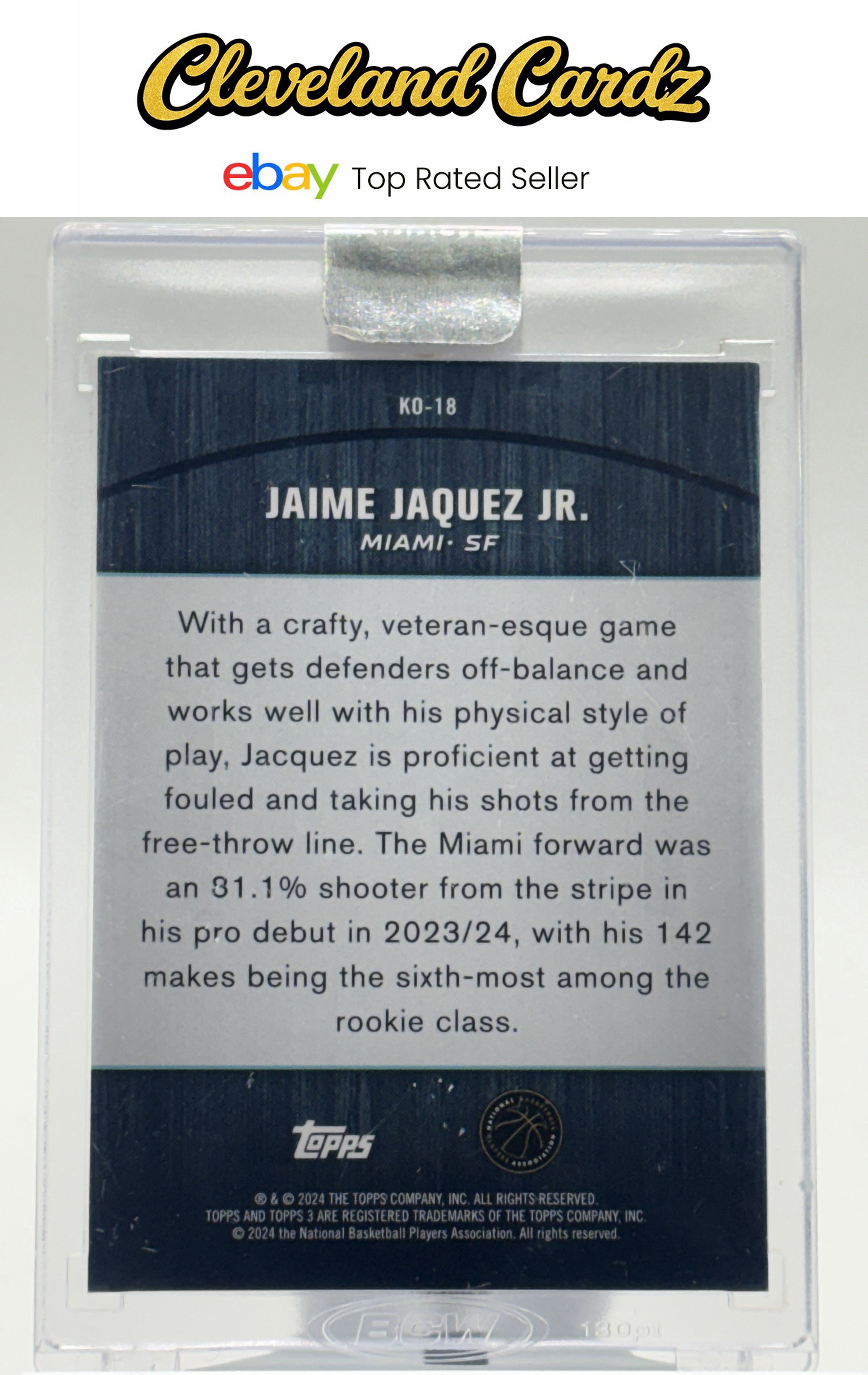 2024 Topps Three #KO-18 Jaime Jaquez Jr. Blue #11/15 JERSEY # MATCH RC