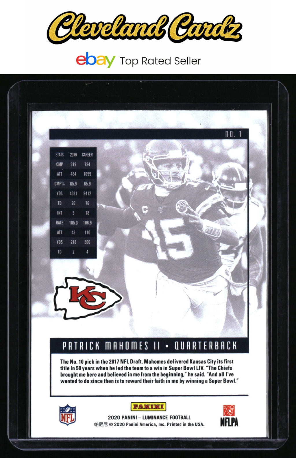 2020 Panini Luminance #1 Patrick Mahomes II