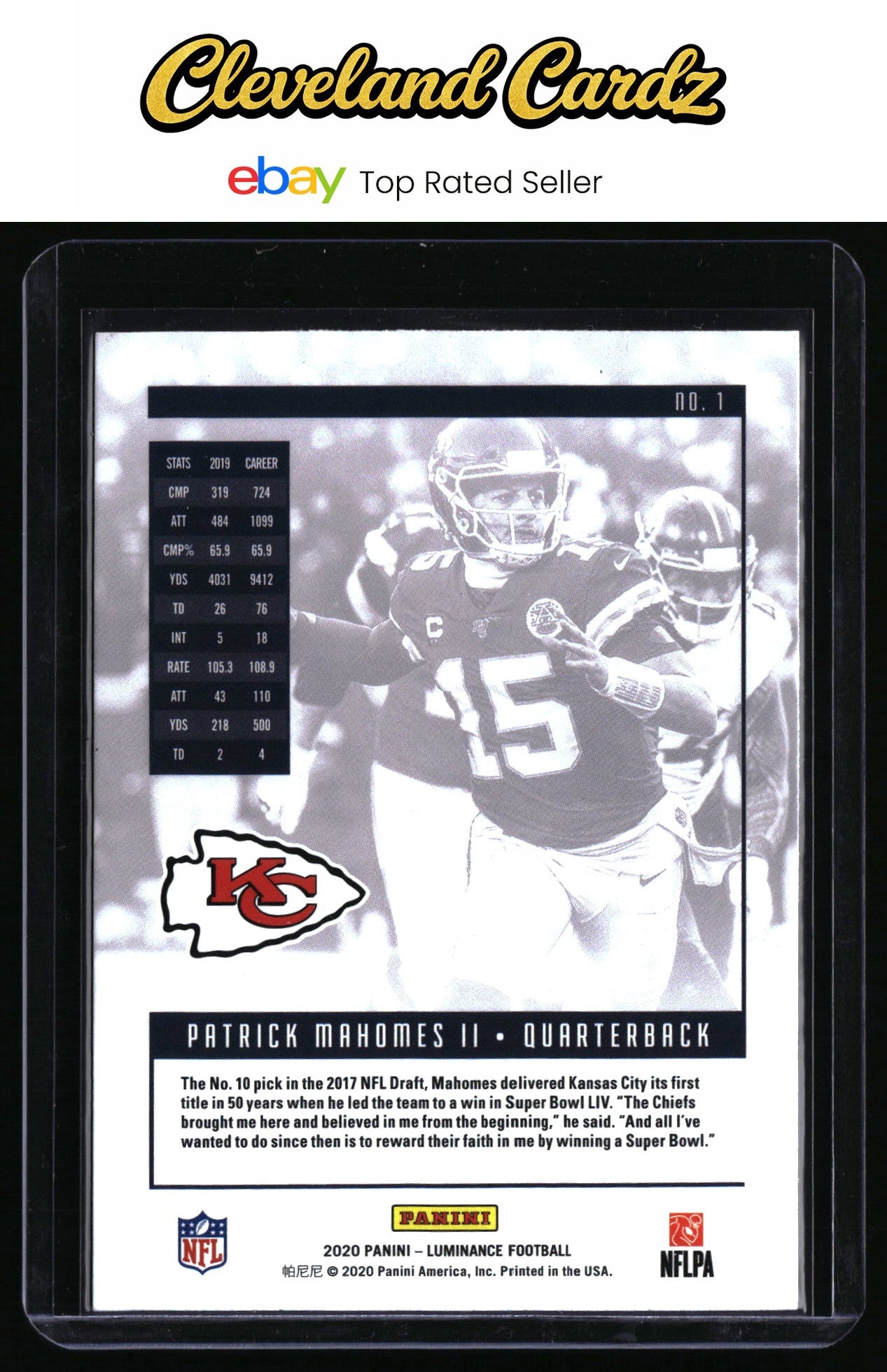 2020 Panini Luminance #1 Patrick Mahomes II