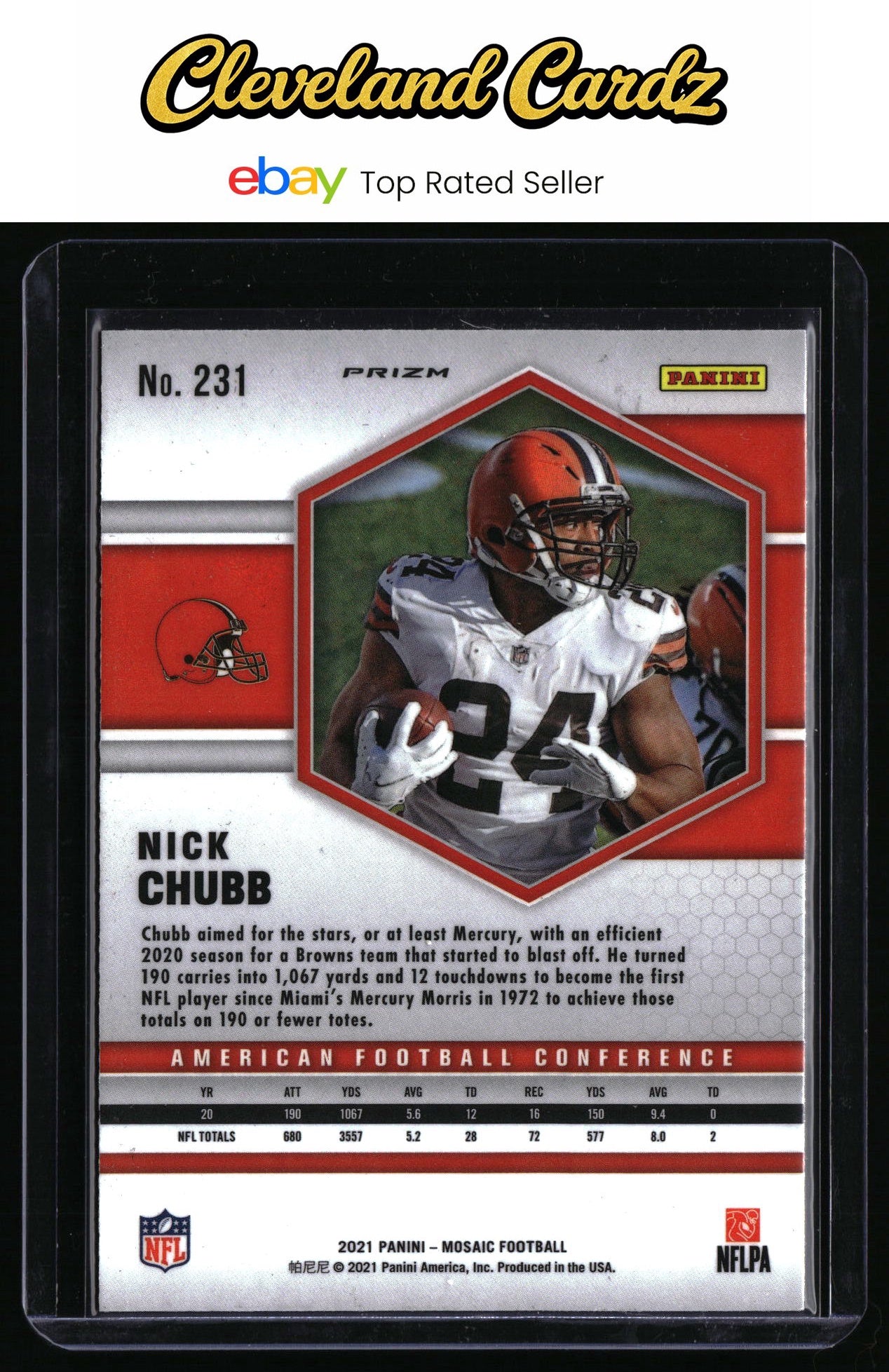 2021 Panini Mosaic #231 Nick Chubb Prizm Camo Pink