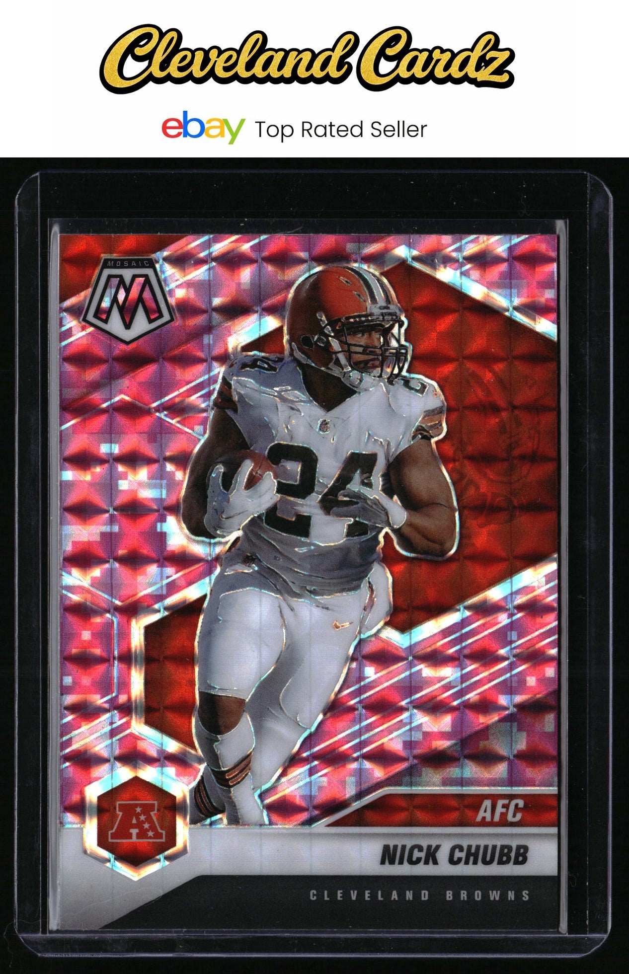 2021 Panini Mosaic #231 Nick Chubb Prizm Camo Pink