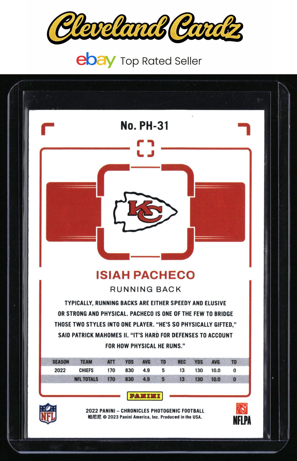 2022 Panini Chronicles #PH-31 Isiah Pacheco Photogenic