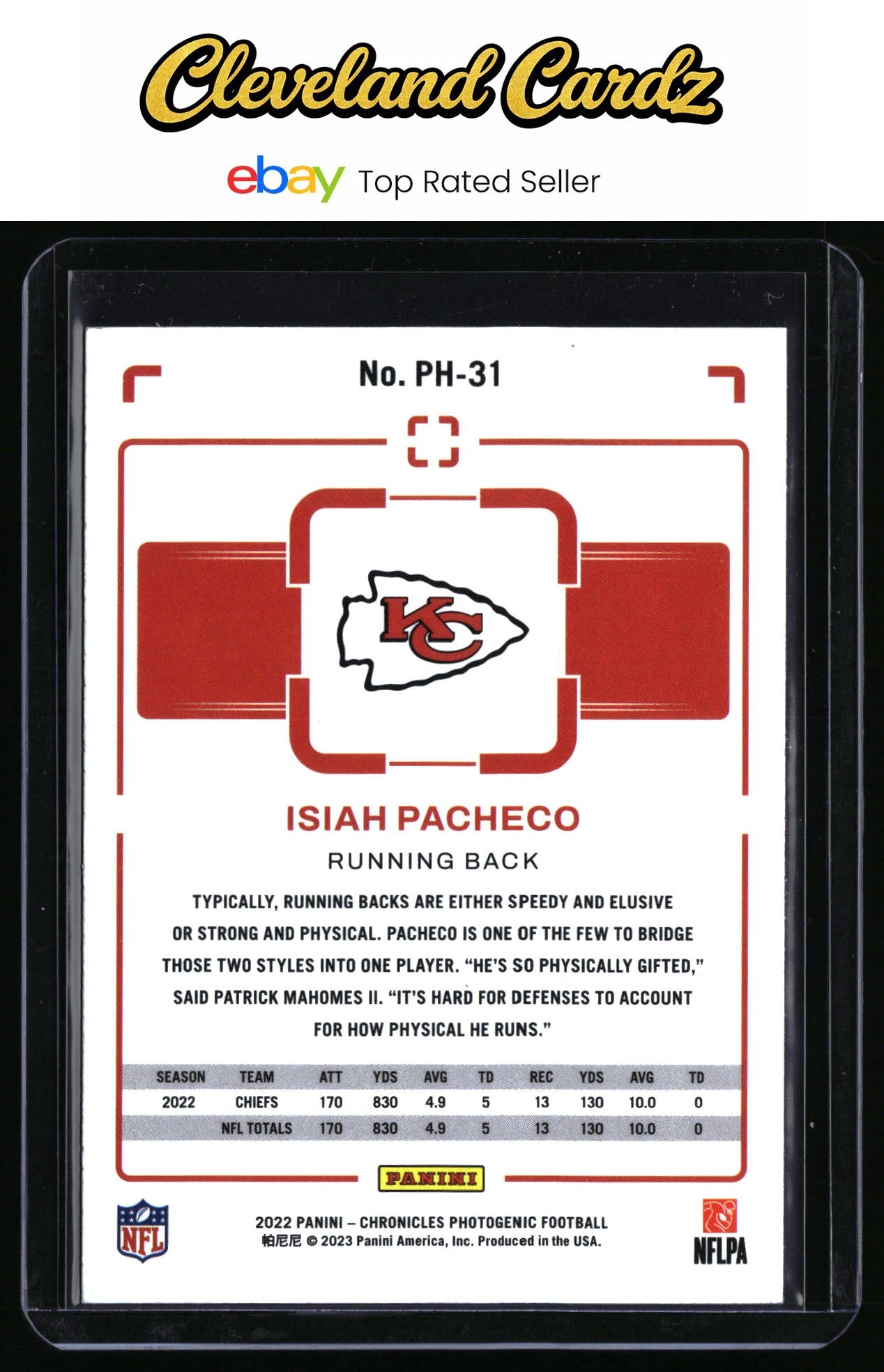 2022 Panini Chronicles #PH-31 Isiah Pacheco Photogenic