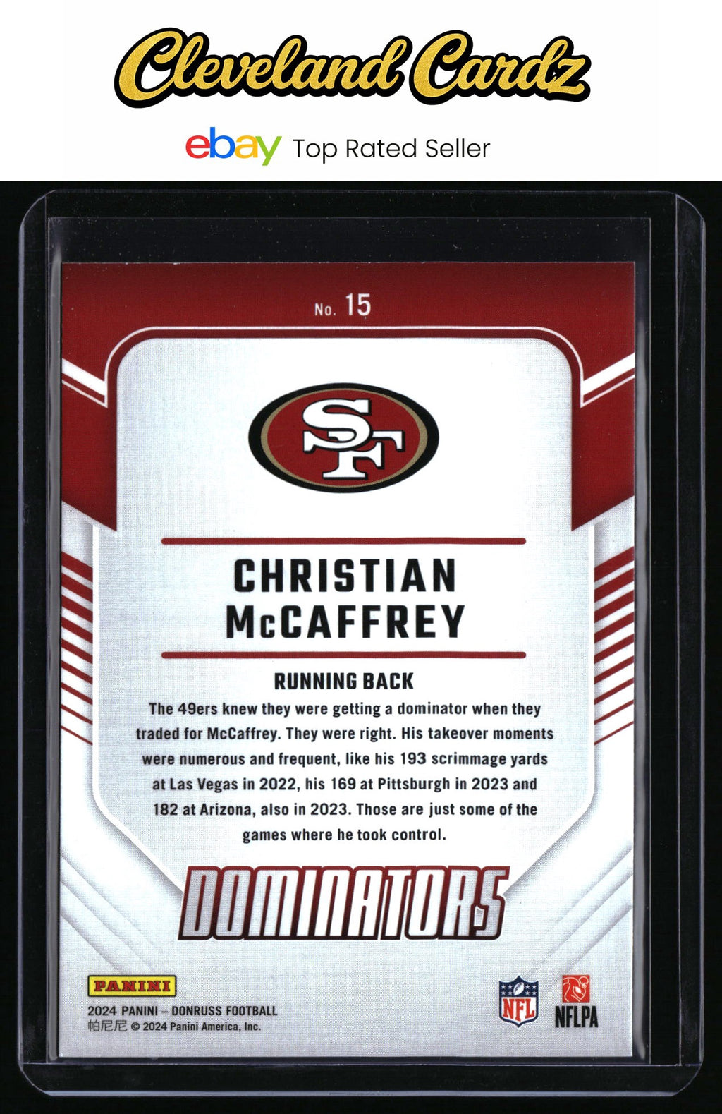 2024 Donruss #15 Christian McCaffrey Dominators
