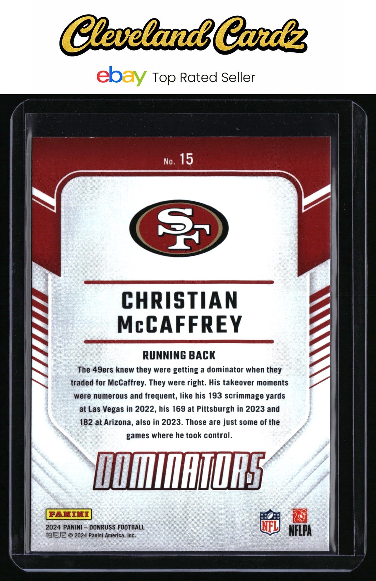 2024 Donruss #15 Christian McCaffrey Dominators