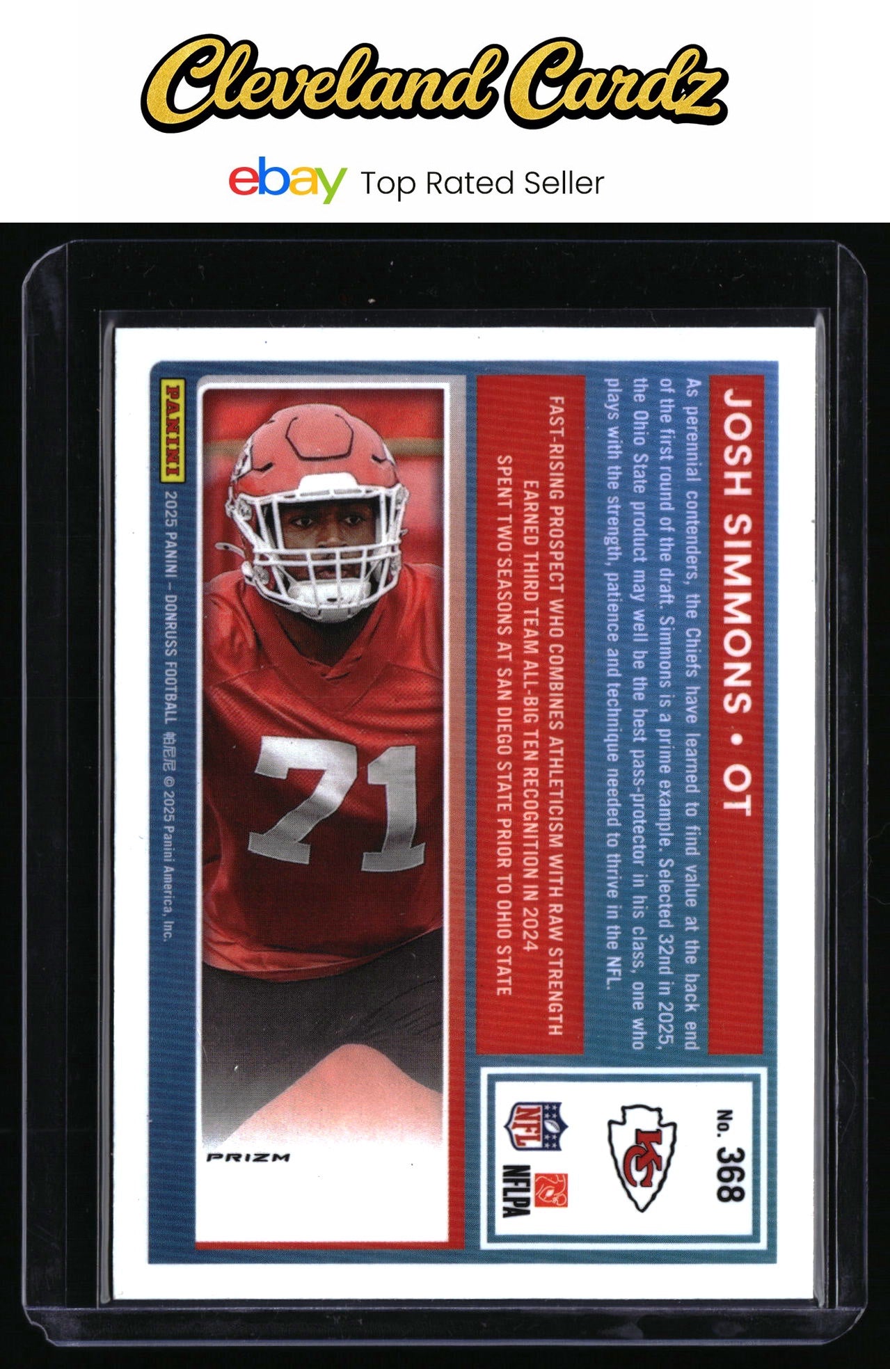 2025 Donruss #368 Josh Simmons Optic Rated Rookies Preview Red Pandora