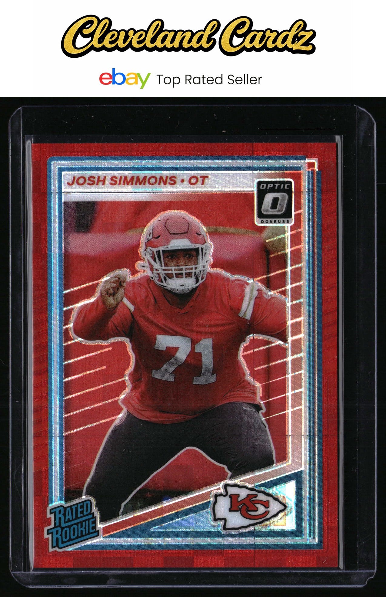 2025 Donruss #368 Josh Simmons Optic Rated Rookies Preview Red Pandora