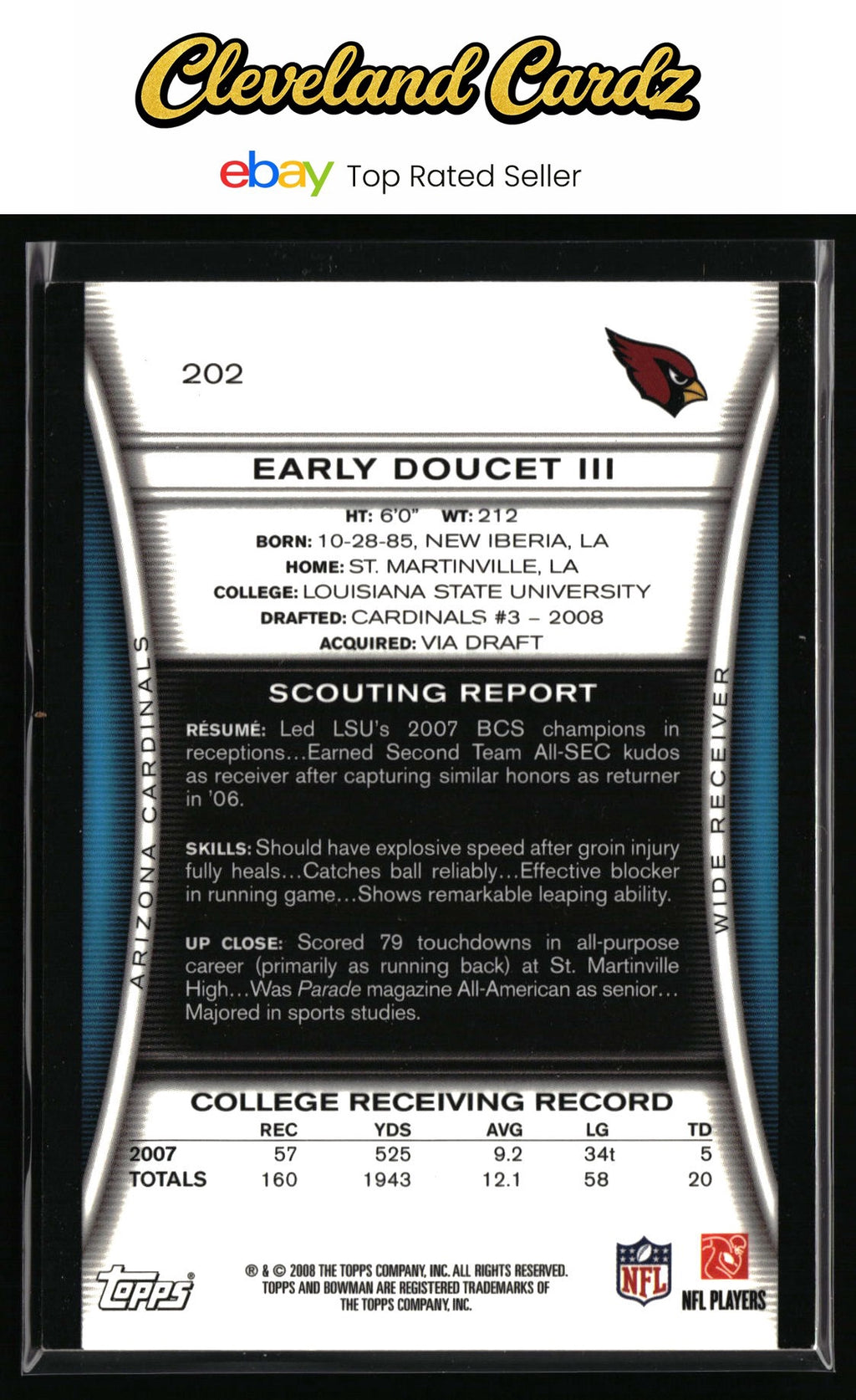 2008 Bowman #202 Early Doucet III Gold