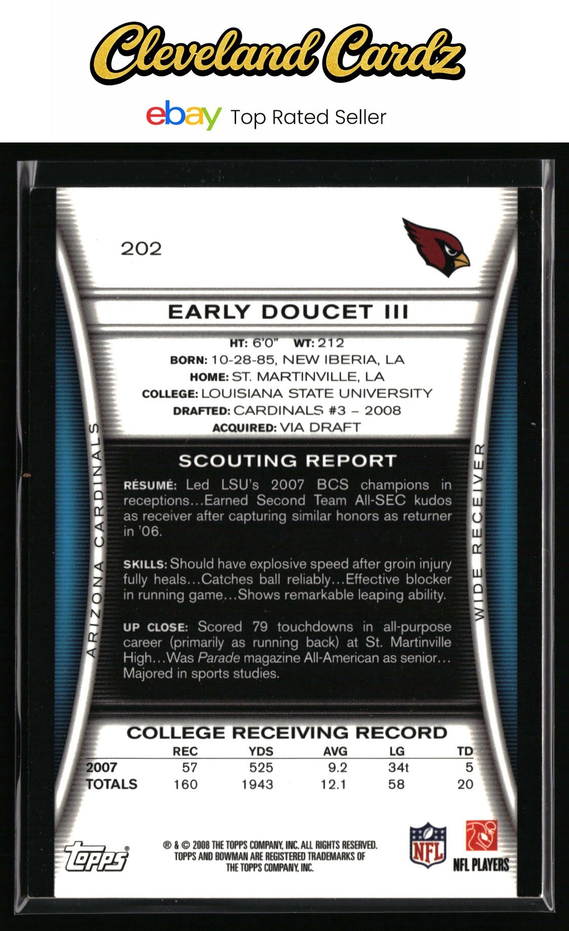 2008 Bowman #202 Early Doucet III Gold