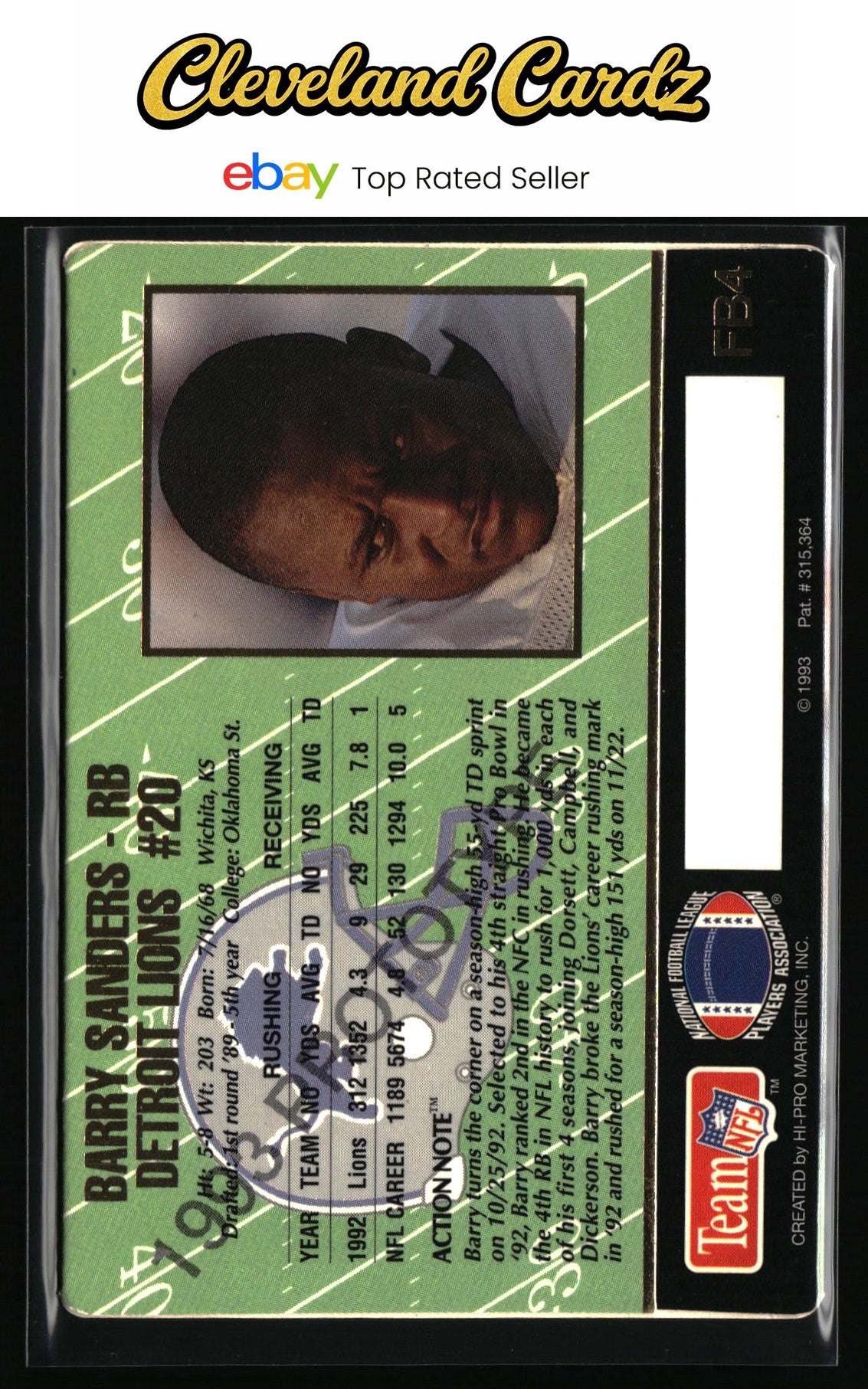 1993 Action Packed #FB4 Barry Sanders Prototypes