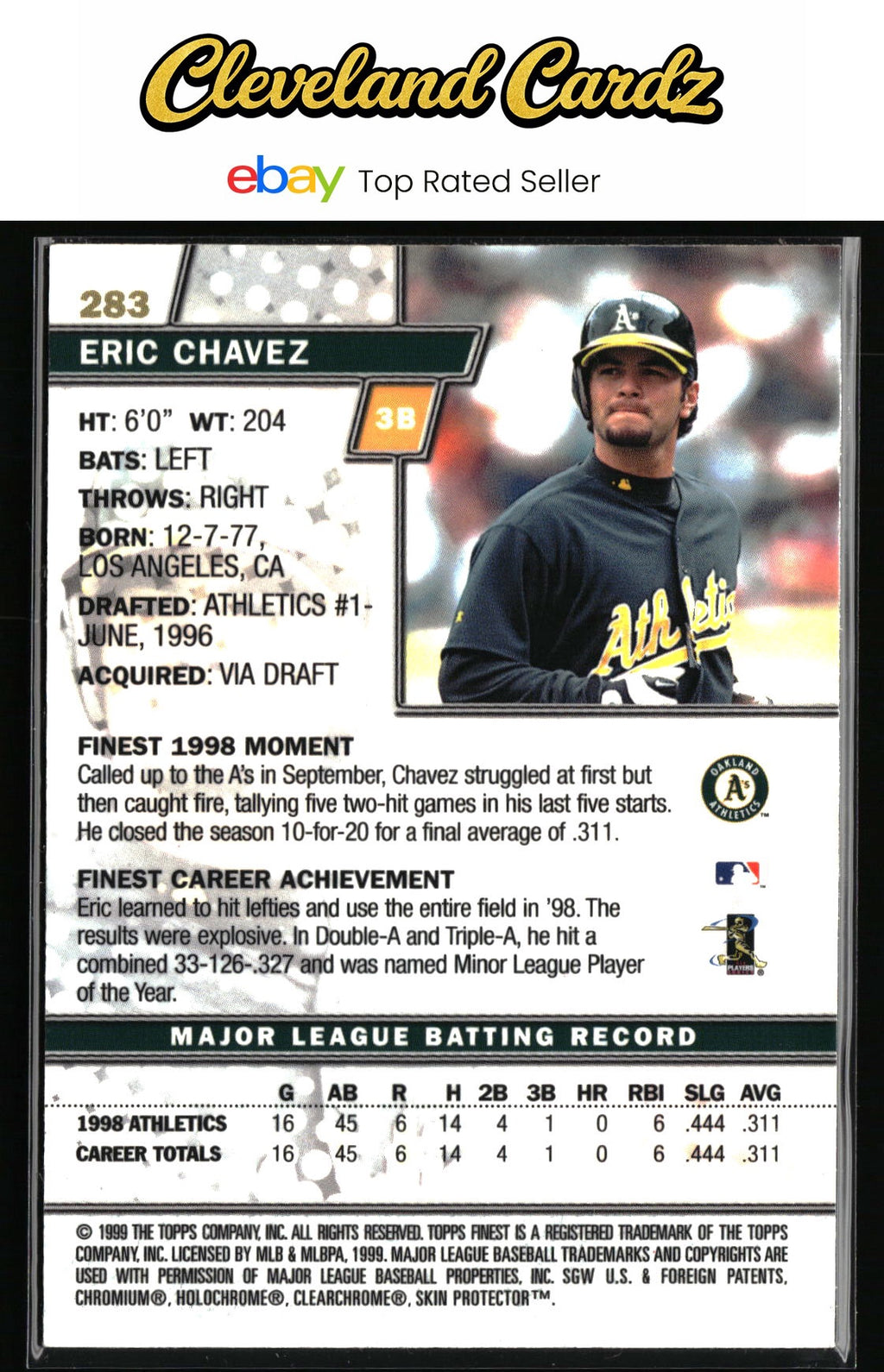 1999 Finest #283 Eric Chavez