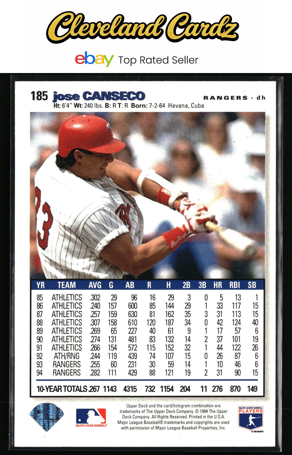 1995 Collector's Choice SE #185 Jose Canseco