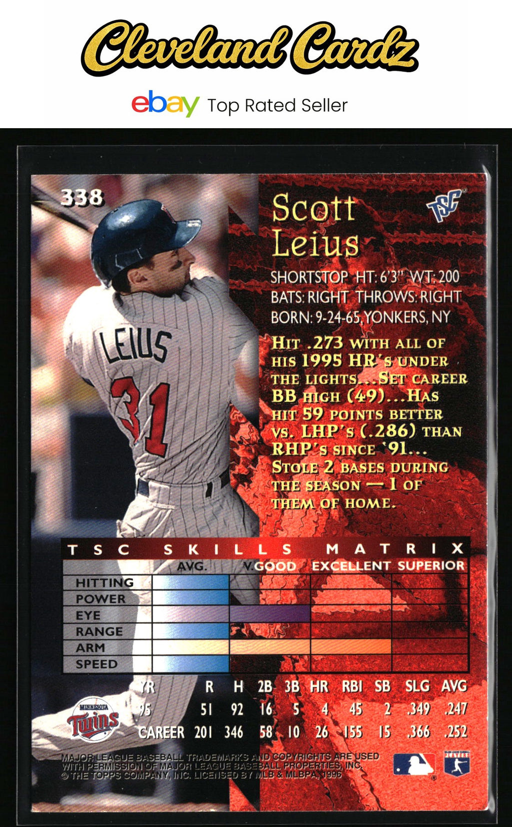 1996 Stadium Club #338 Scott Leius