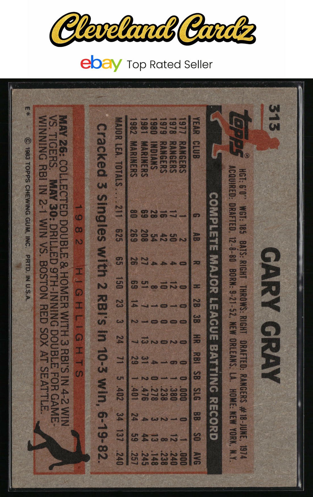 1983 Topps #313 Gary Gray