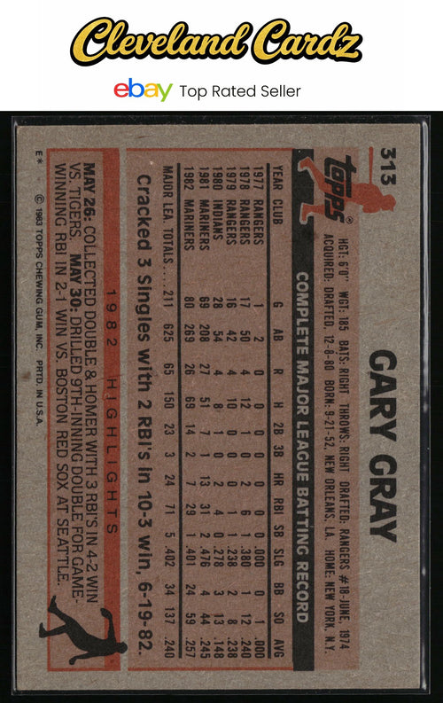 1983 Topps #313 Gary Gray