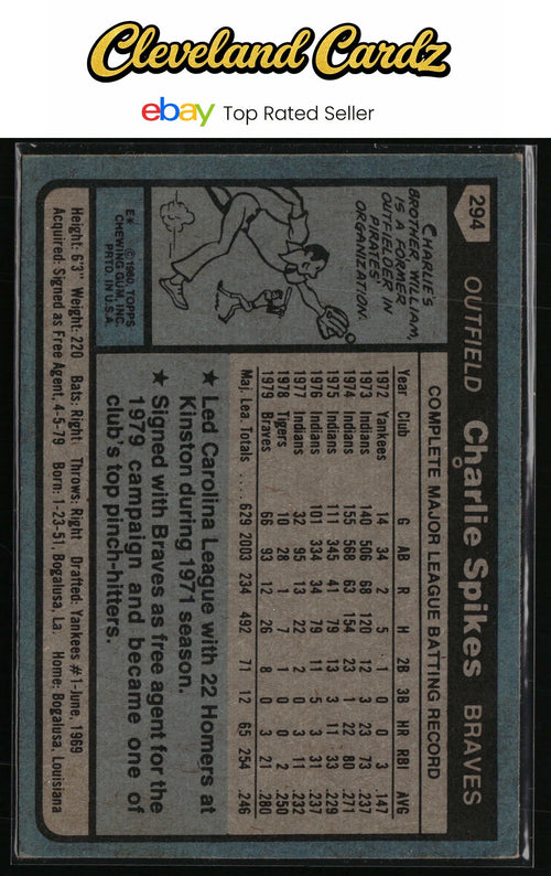 1980 Topps #294 Charlie Spikes