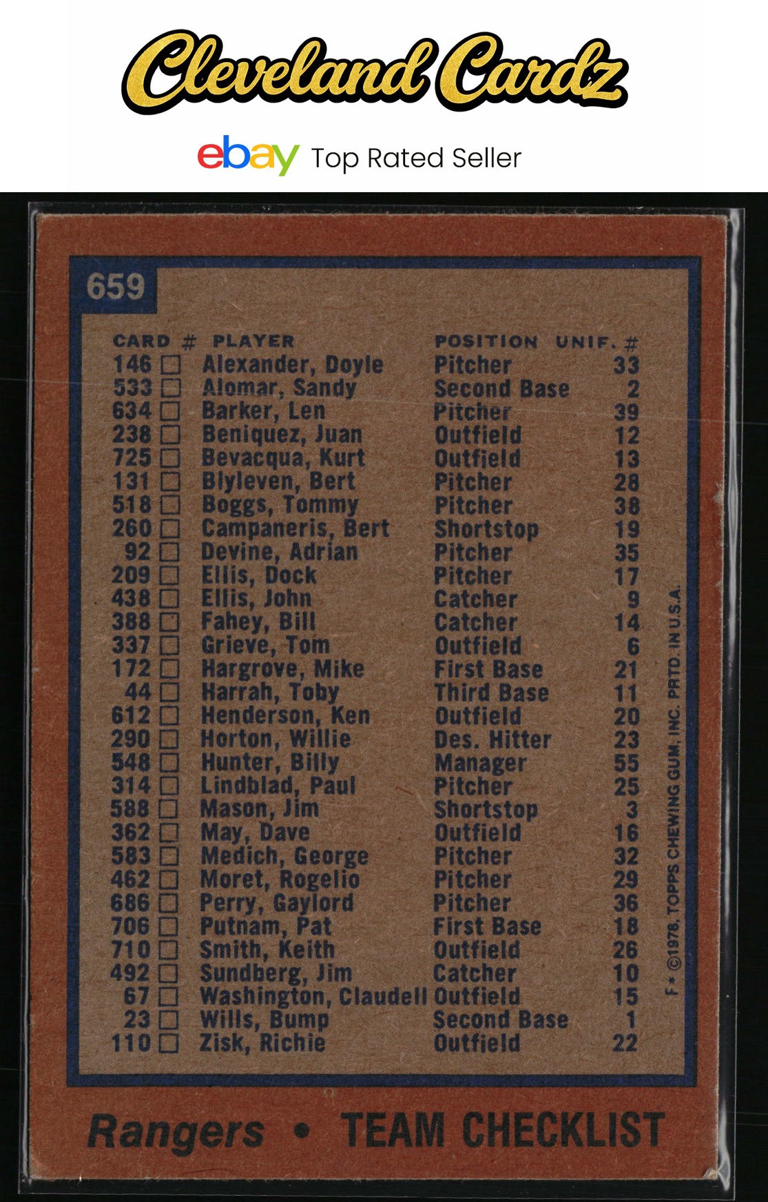 1978 Topps #659 Texas Rangers
