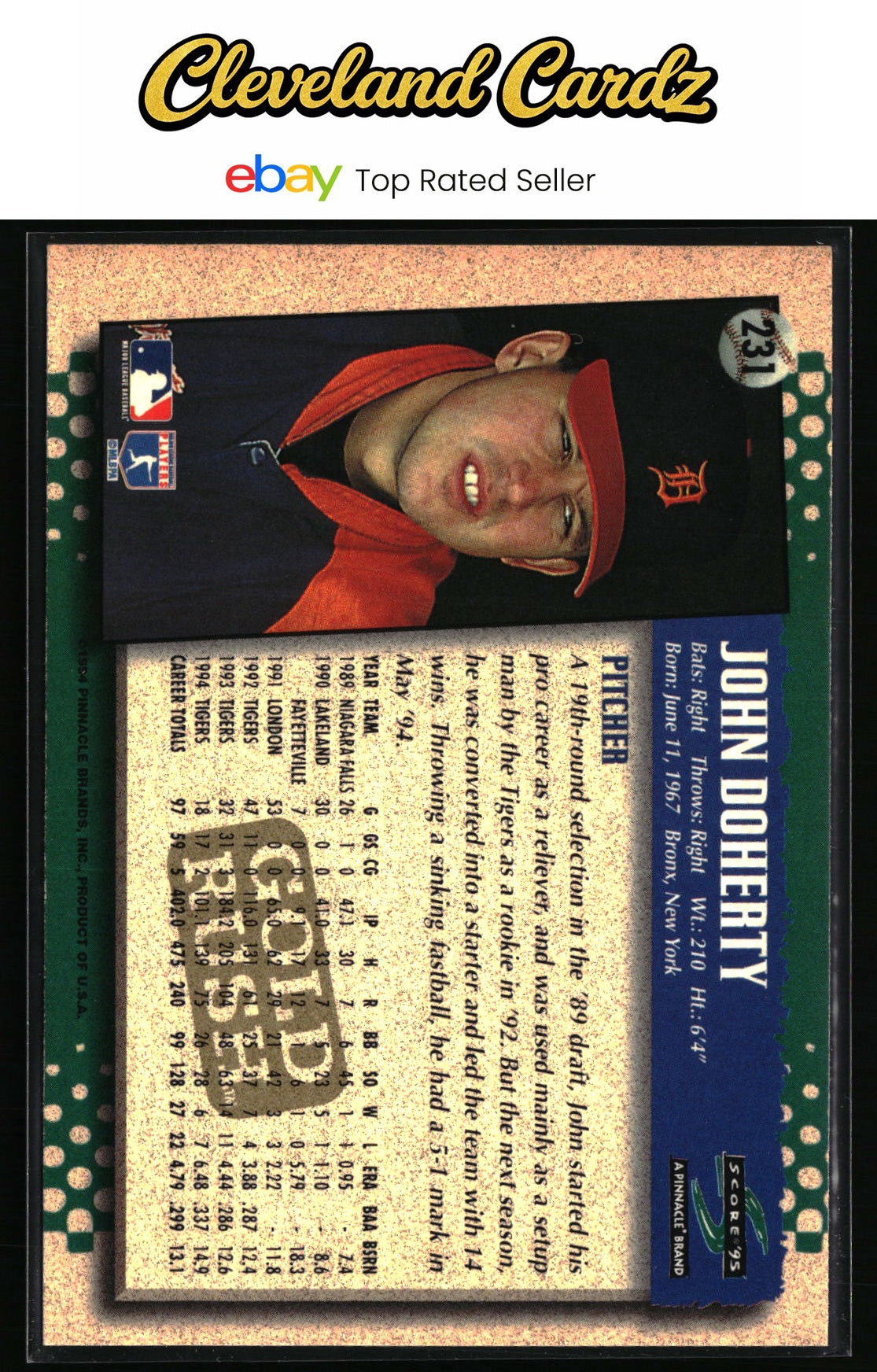 1995 Score #231 John Doherty Gold Rush