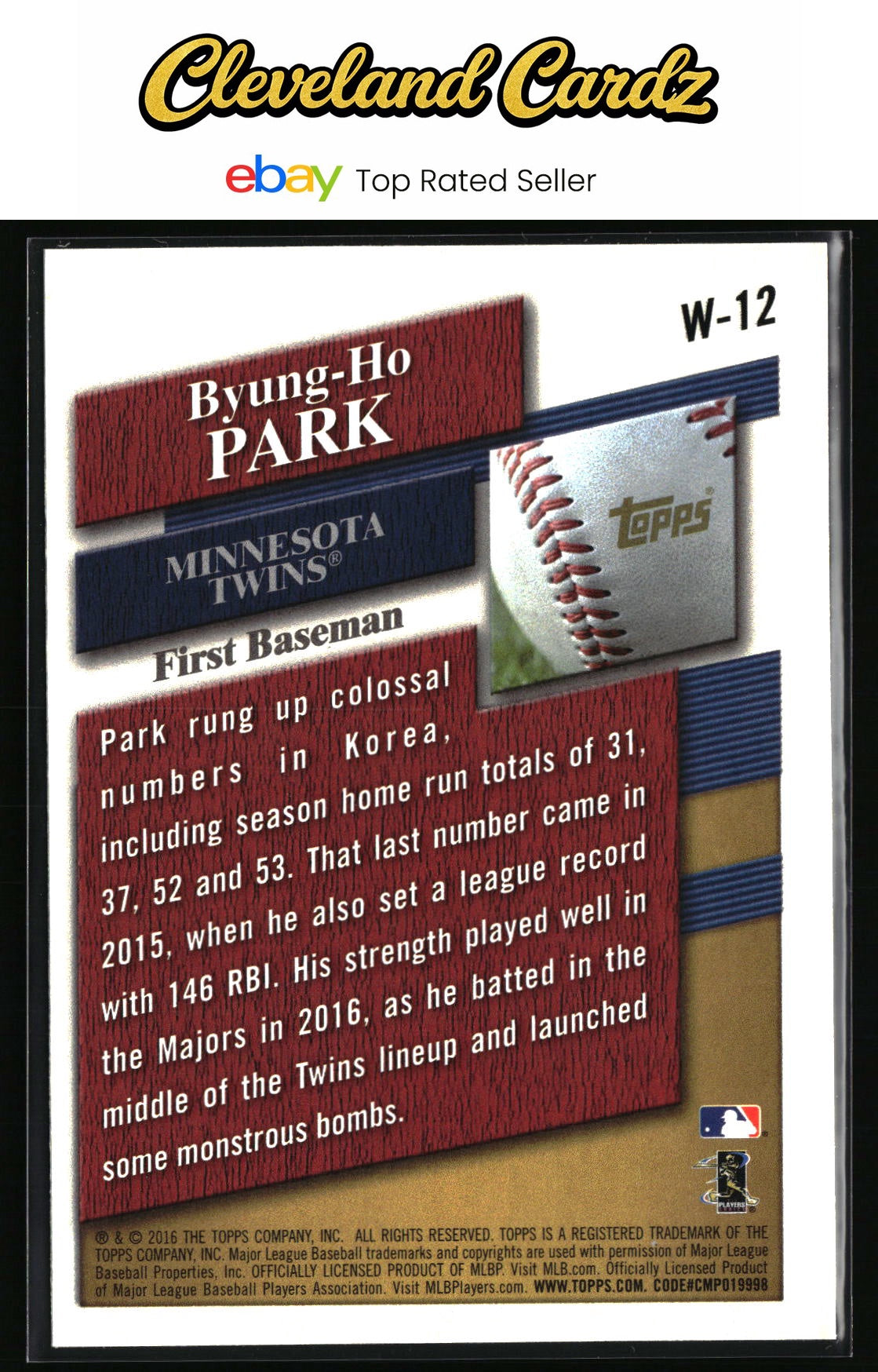 2016 Topps Update #W-12 Byung-Ho Park Rookie