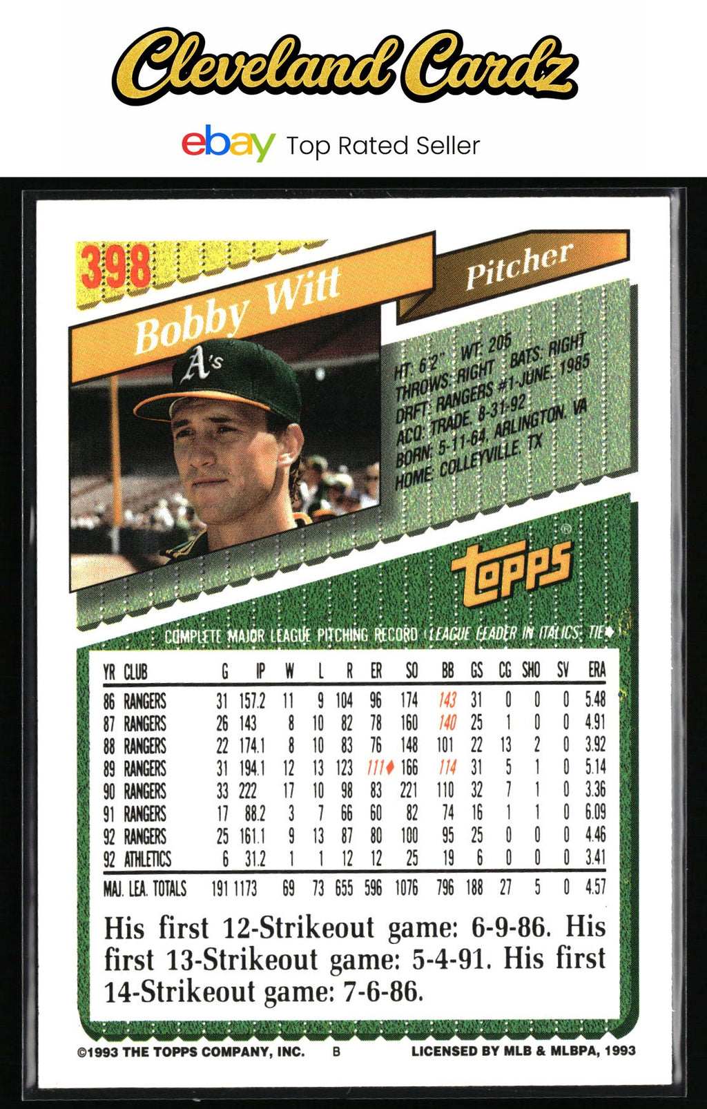 1993 Topps Micro #398 Bobby Witt