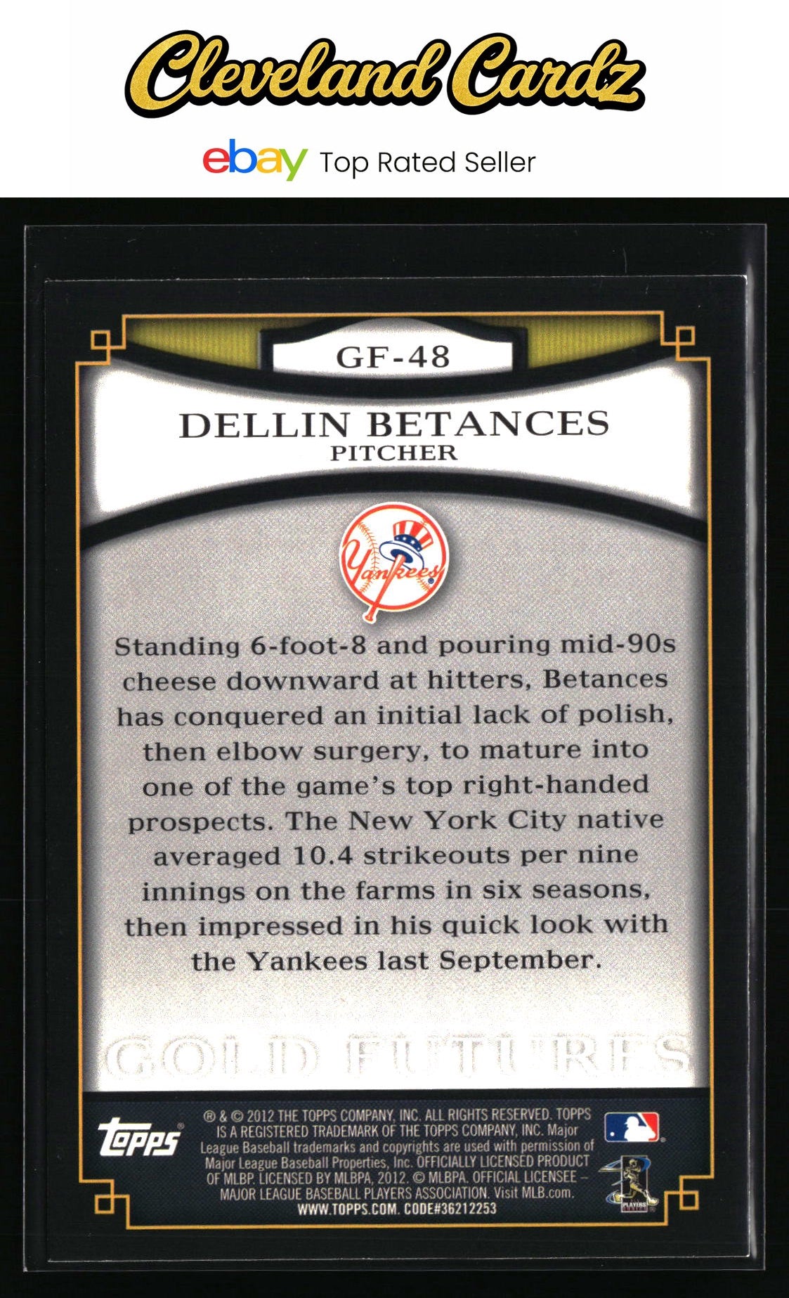 2012 Topps #GF-48 Dellin Betances Gold Futures
