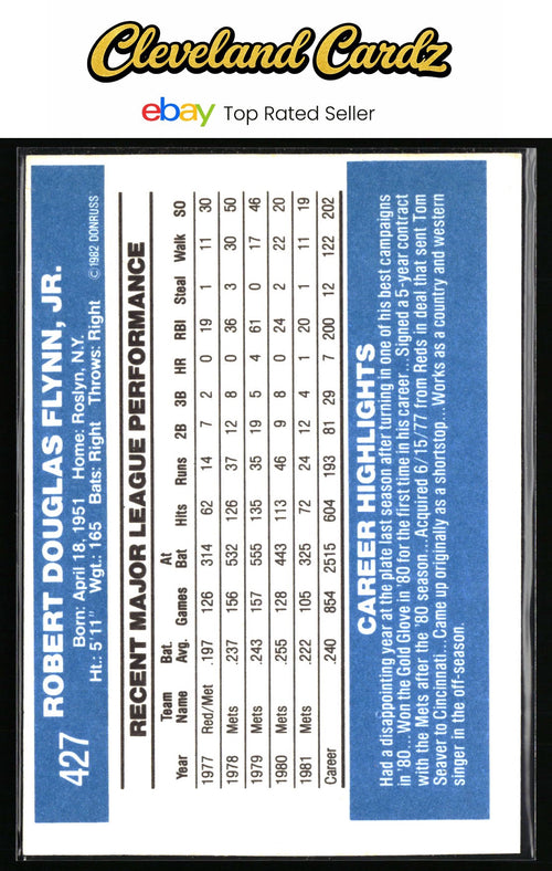 1982 Donruss #427 Doug Flynn