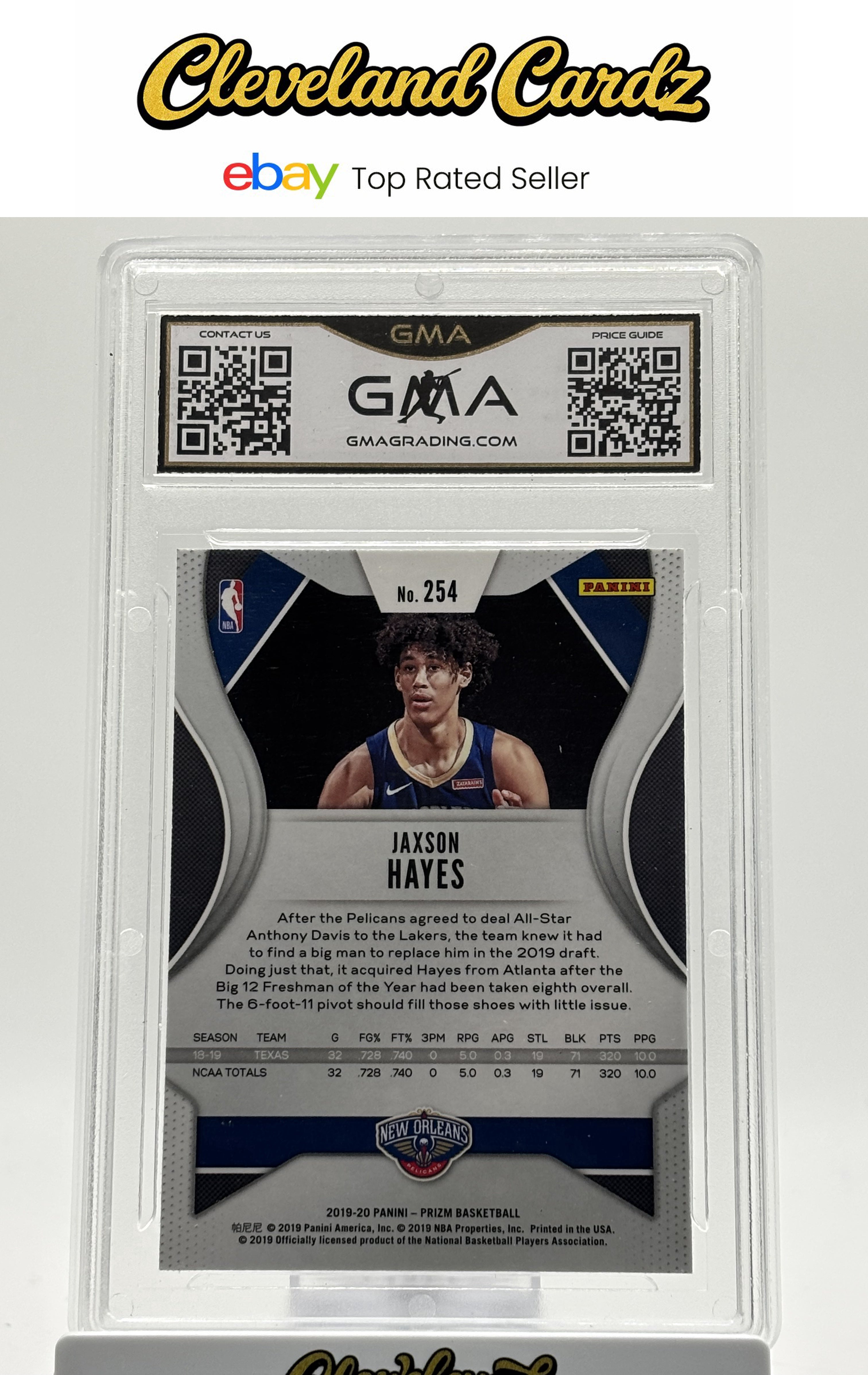 2019-20 Panini Prizm #254 Jaxson Hayes GMA 10 RC
