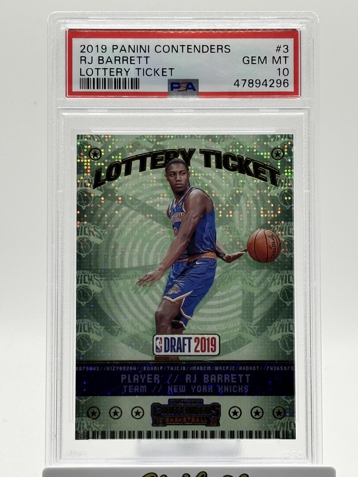 2019 Panini Contenders Lottery Ticket #3 Rj Barrett Lottery Ticket PSA 10