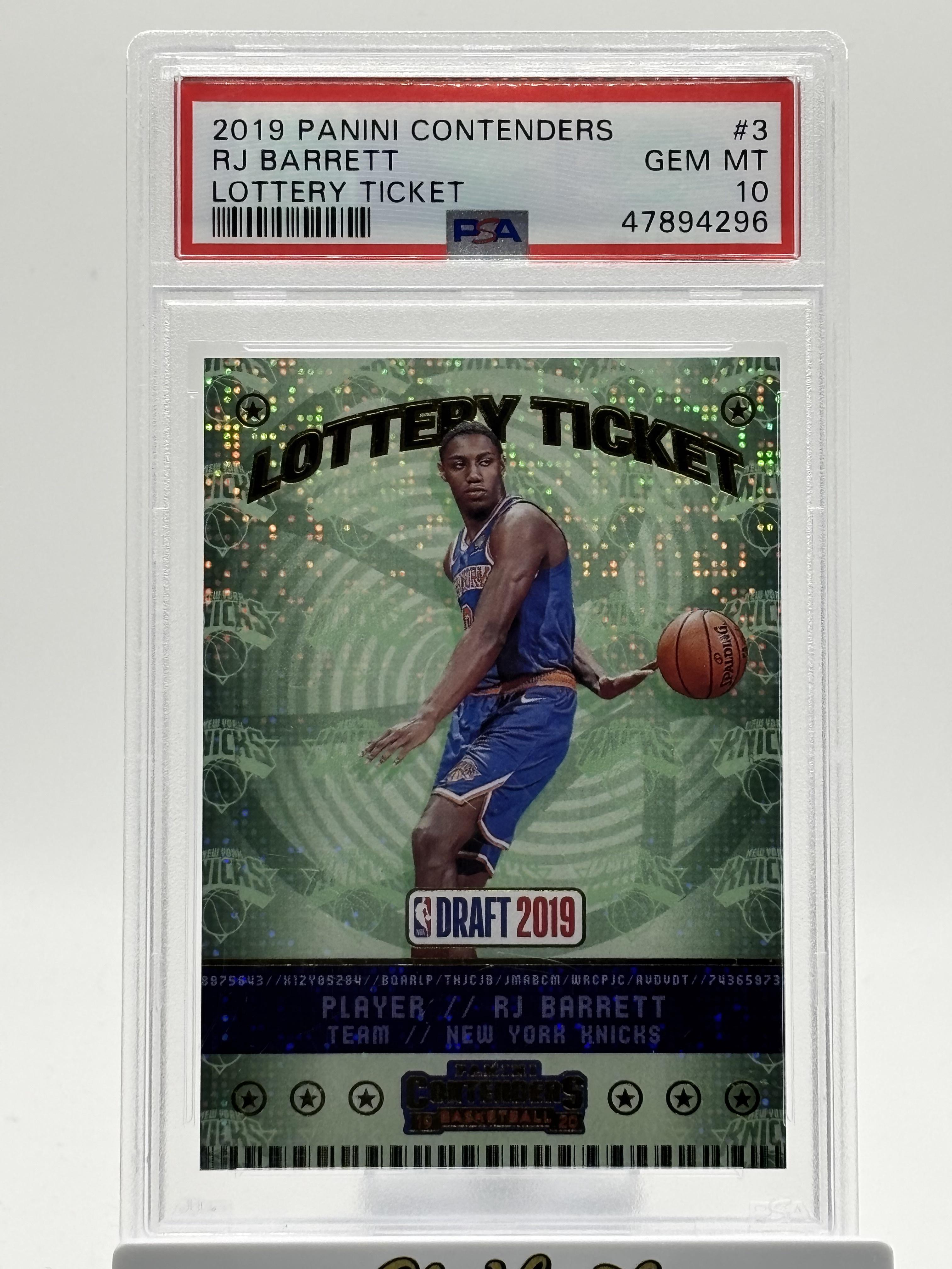 2019 Panini Contenders Lottery Ticket #3 Rj Barrett Lottery Ticket PSA 10