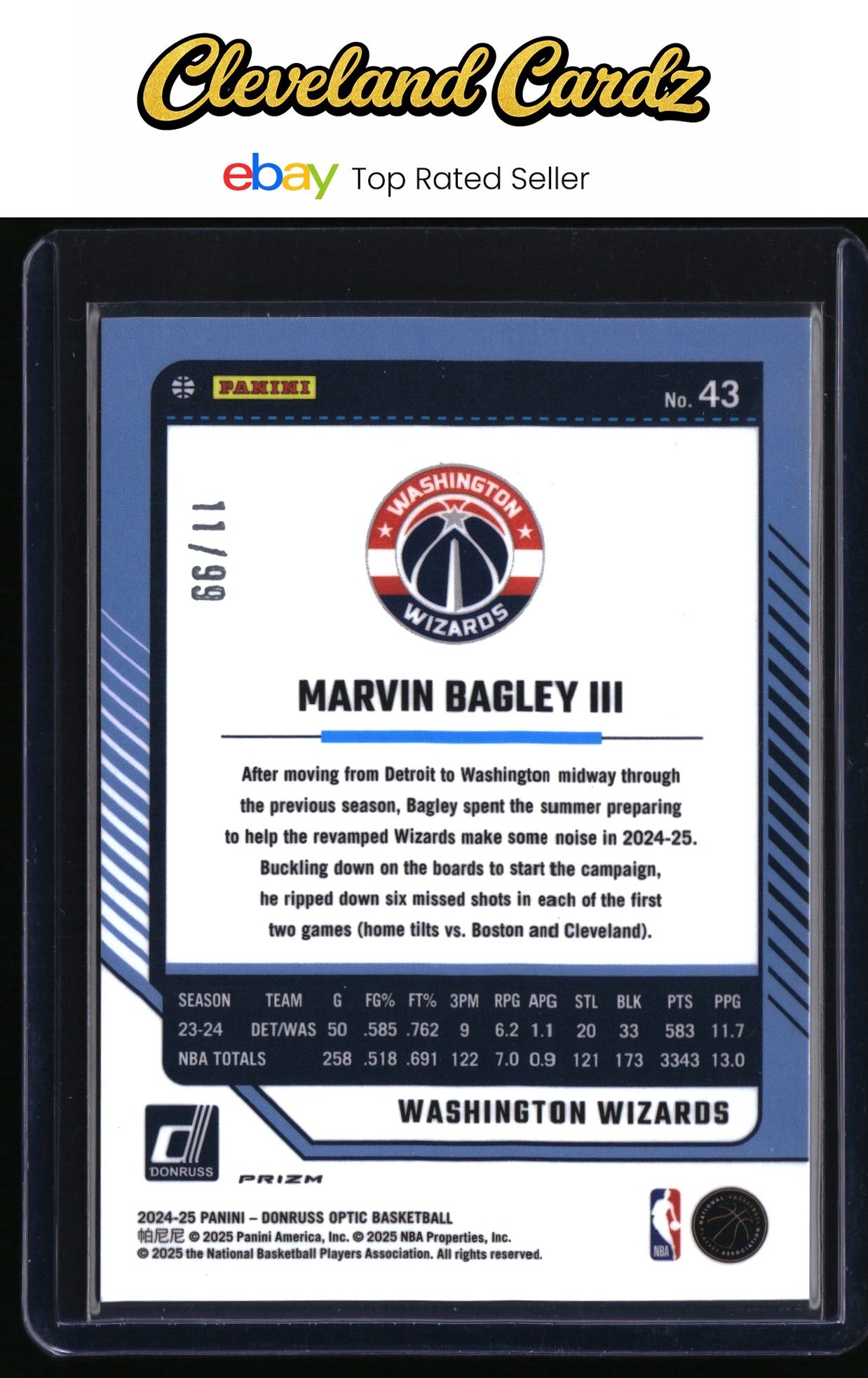 2024-25 Donruss Optic #43 Marvin Bagley III Copper Glitter #/99