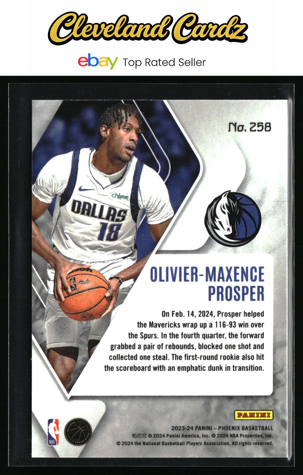 2023-24 Panini Phoenix #258 Olivier-Maxence Prosper Phoenix Teal Lazer RC