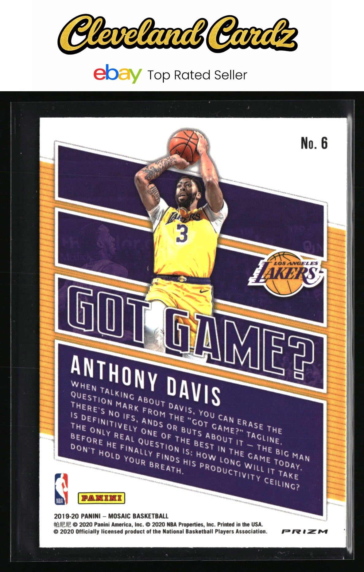 2019-20 Panini Mosaic #6 Anthony Davis Got Game? Silver Mosaic
