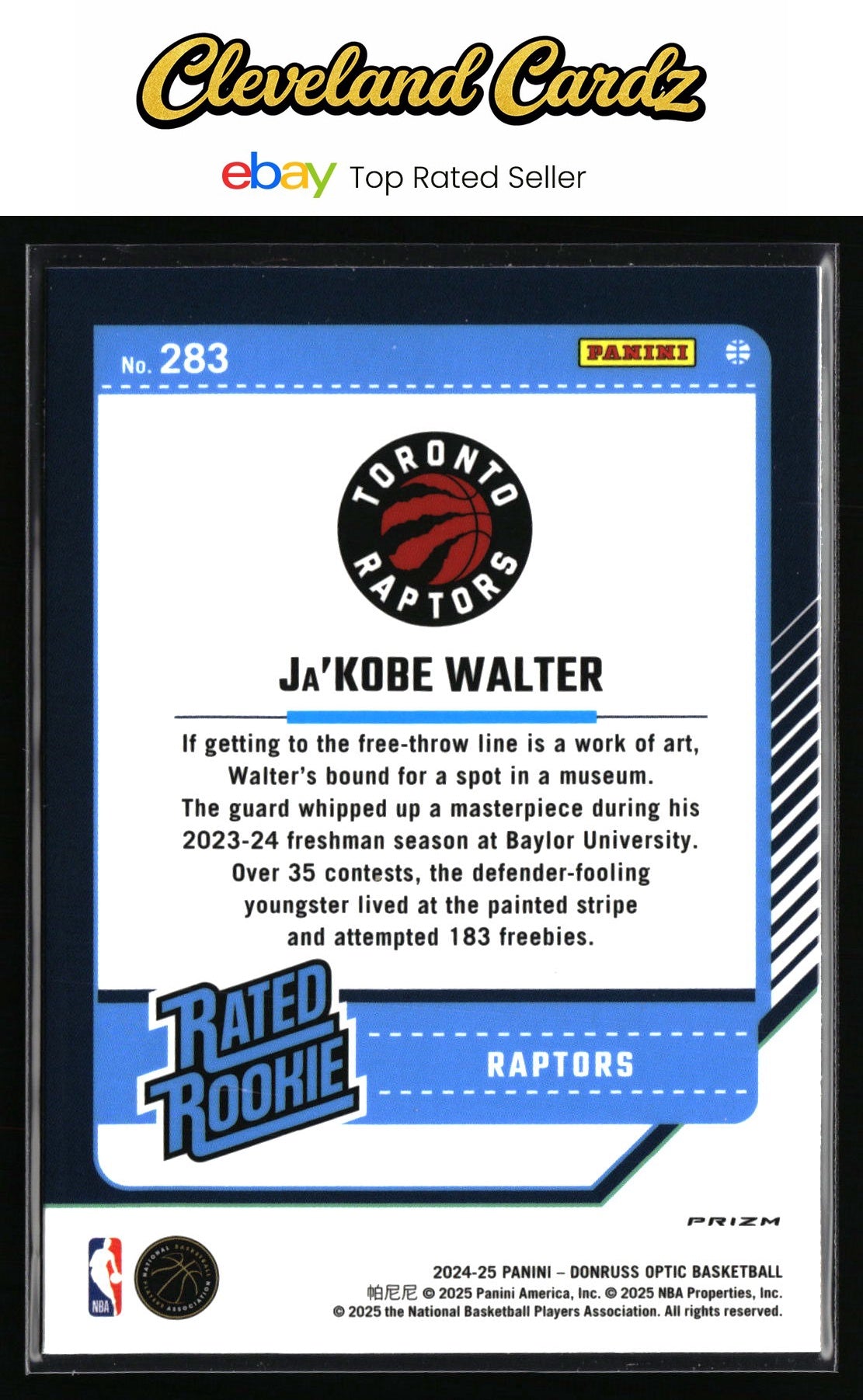 2024-25 Donruss Optic #283 Ja'Kobe Walter Purple RC
