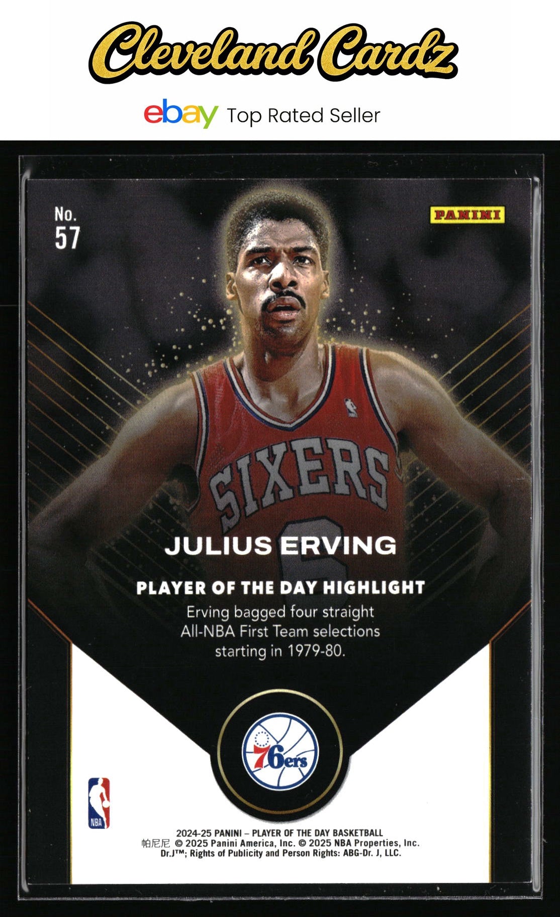 2024-25 Panini Player of the Day #57 Julius Erving Orange #/199