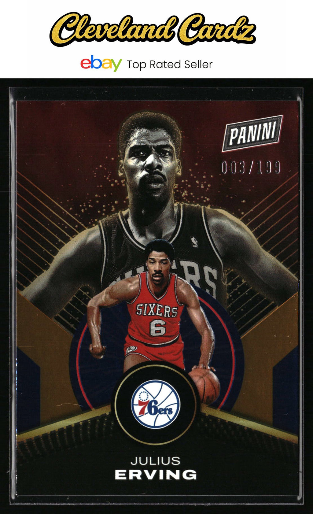 2024-25 Panini Player of the Day #57 Julius Erving Orange #/199