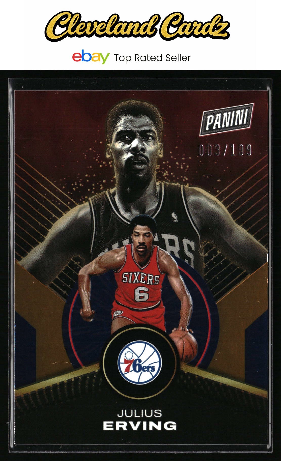 2024-25 Panini Player of the Day #57 Julius Erving Orange #/199