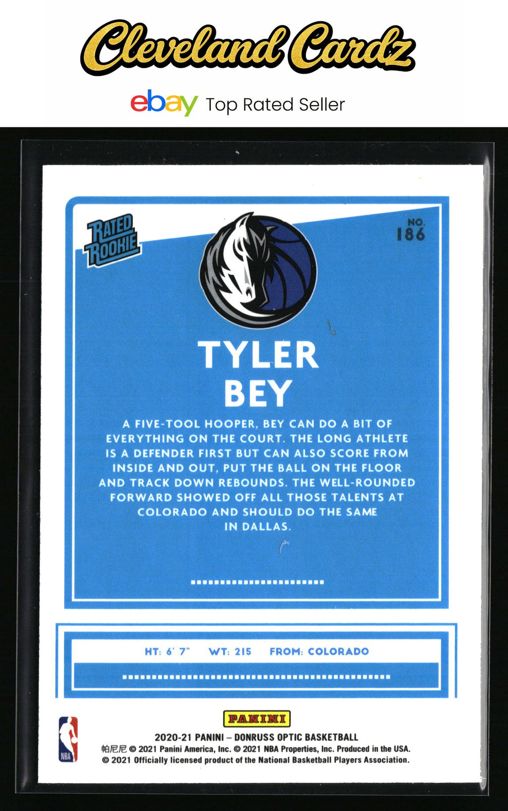 2020-21 Donruss Optic #186 Tyler Bey RC