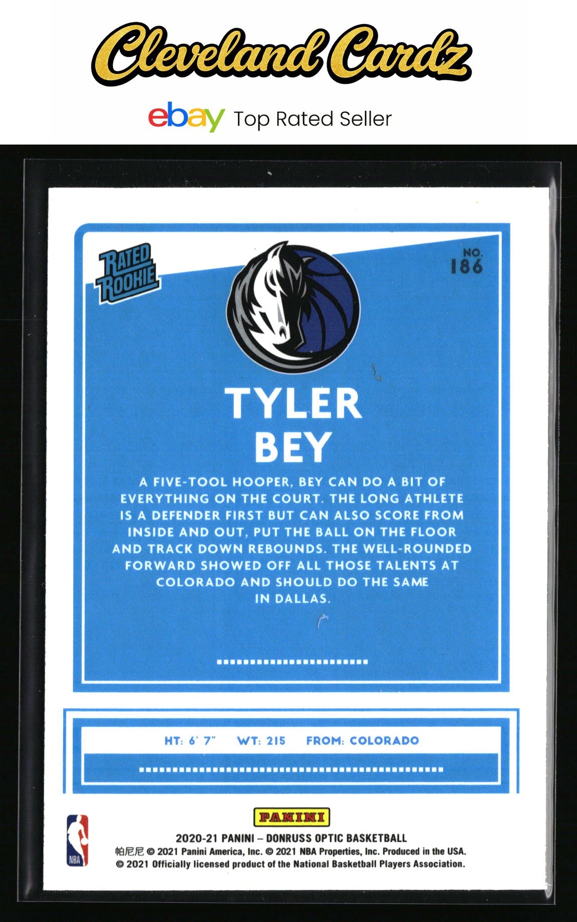 2020-21 Donruss Optic #186 Tyler Bey RC