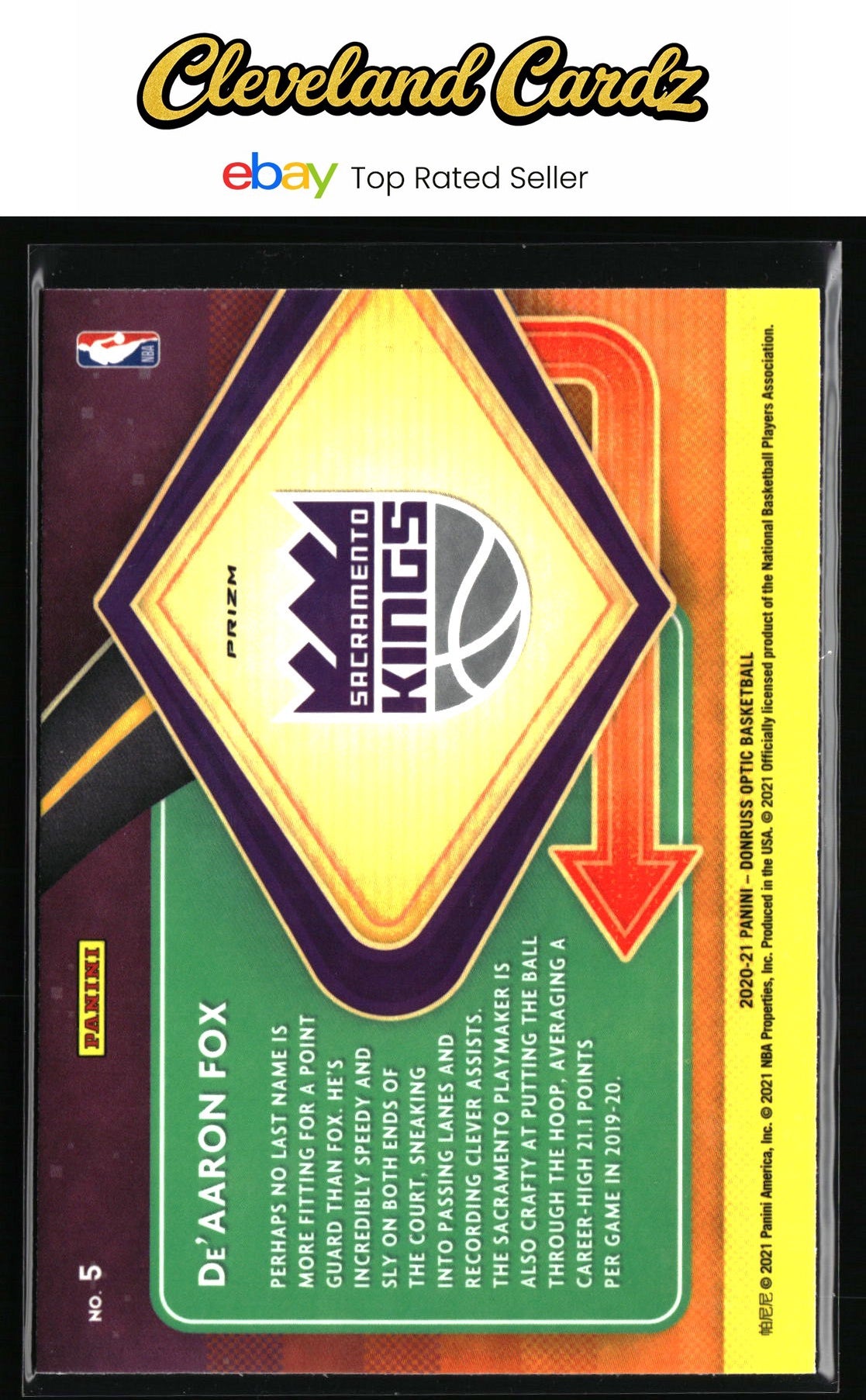 2020-21 Donruss Optic #5 De'Aaron Fox Express Lane Holo