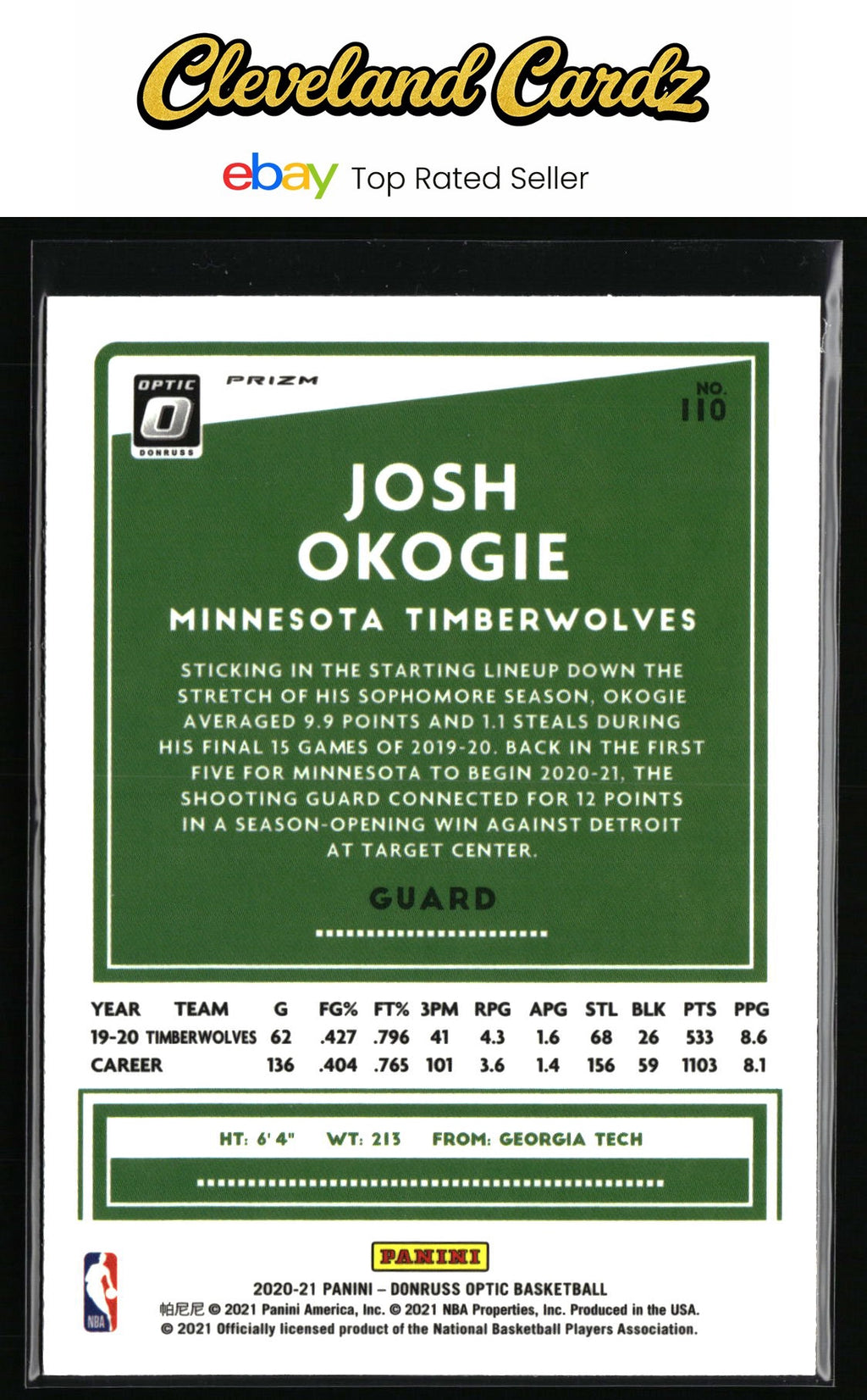 2020-21 Donruss Optic #110 Josh Okogie Holo