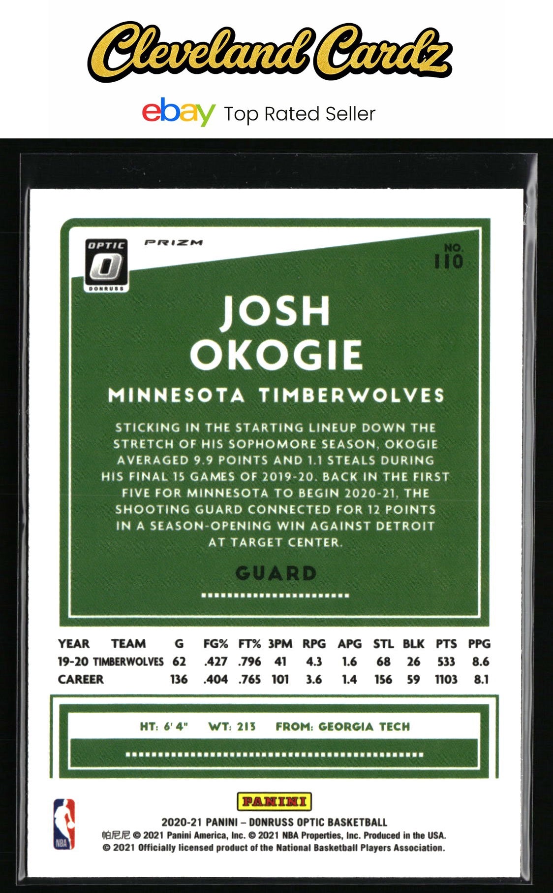 2020-21 Donruss Optic #110 Josh Okogie Holo