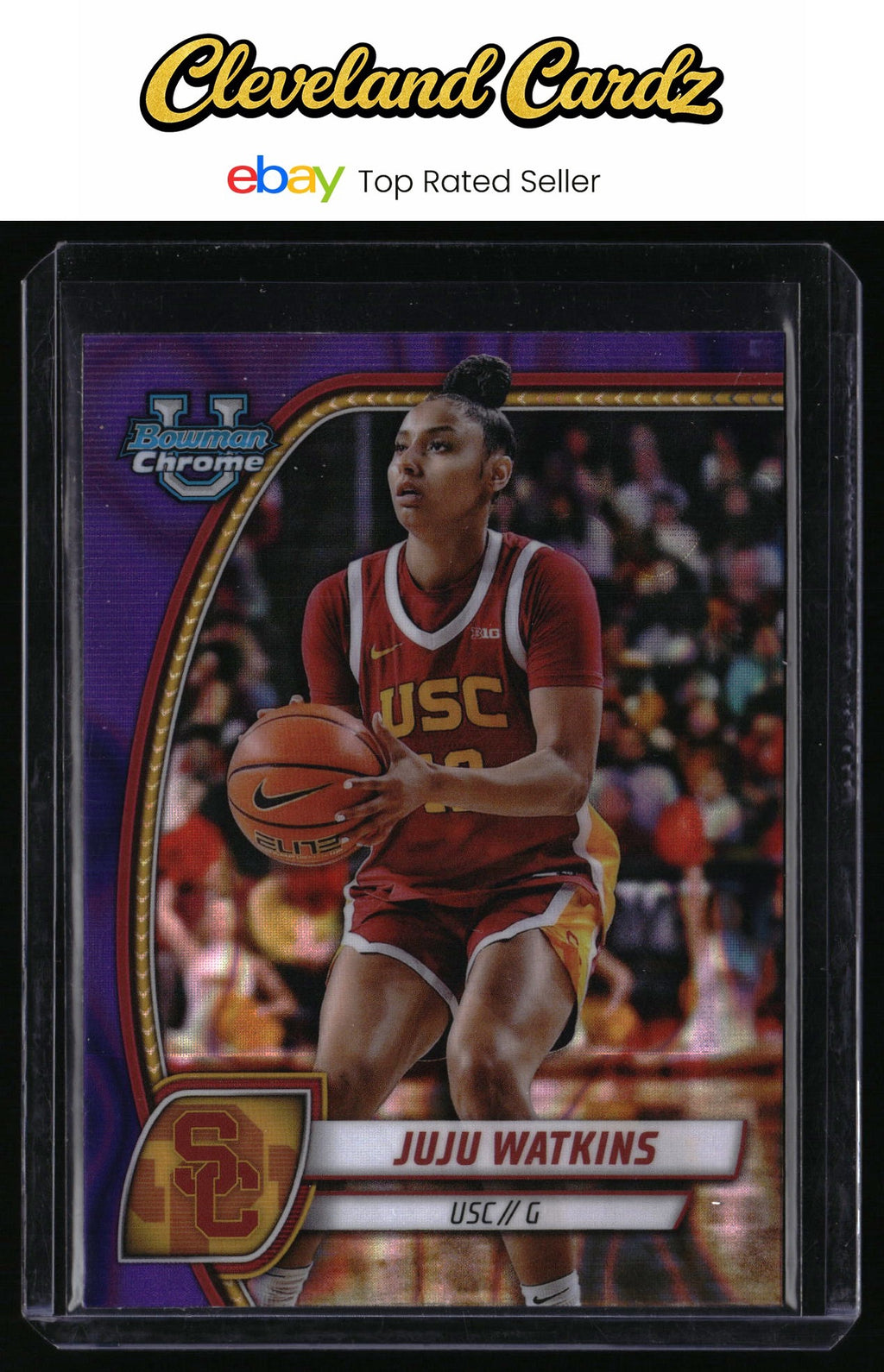 2024-25 Bowman University Chrome #37 Juju Watkins Purple Lava Refractor