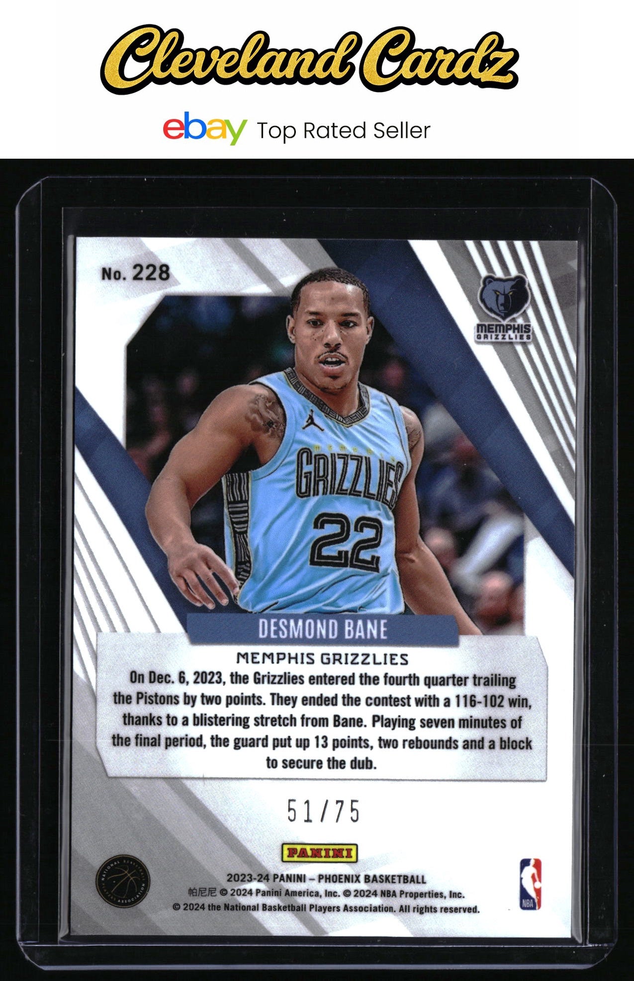 2023-24 Panini Phoenix #228 Desmond Bane International Red #/75