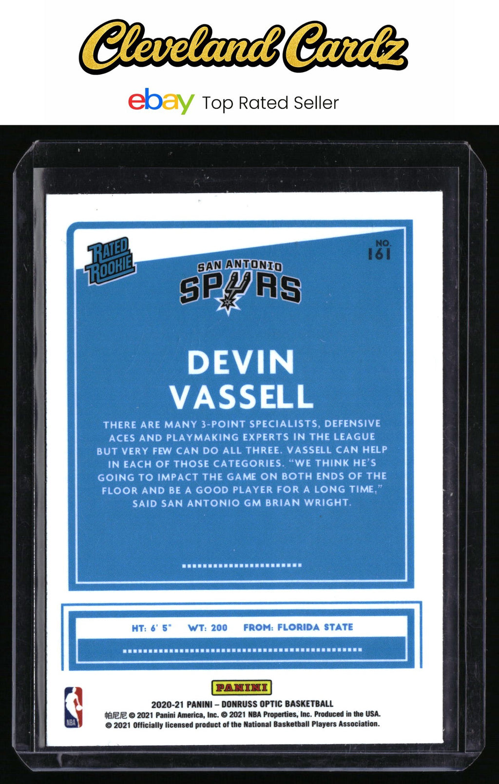 2020-21 Donruss Optic #161 Devin Vassell RC