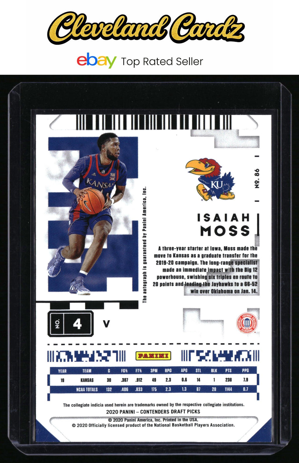 2020 Panini Contenders Draft Picks #86 Isaiah Moss Prospect Ticket Auto